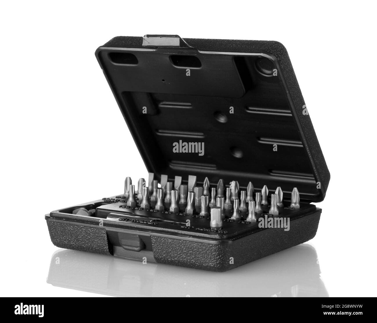 black plastic tool box isolated on white Stock Photo Alamy