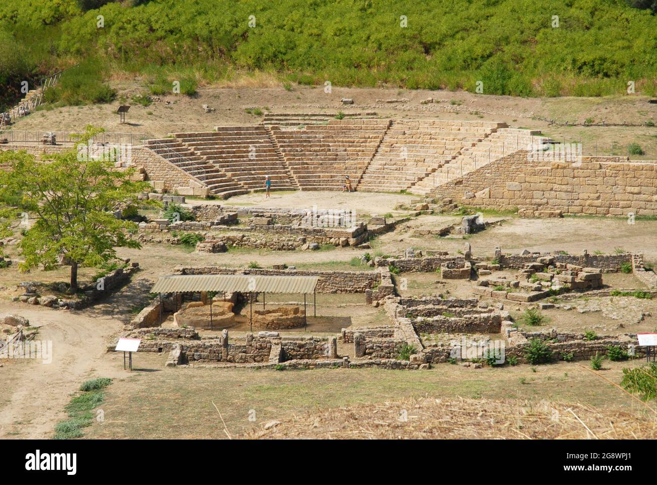 View of the Roman archaeological site of Morgantina, in the interior of Sicily in Italy. Stock Photo
