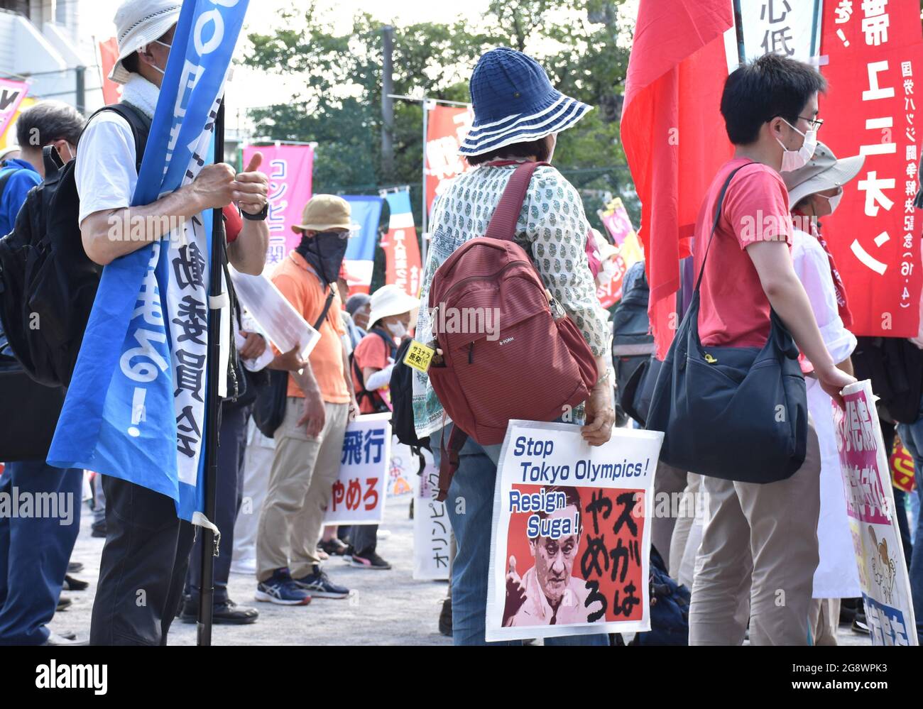 Tokyo Japan July 23 21 Activists Hold An Anti Olympics Rally Tokyo Was To Host The Summer Olympic Games On July 24 August 9 Earlier Postponed For A Year Due To Tokyo Japan July 23 21 Activists Hold An Anti Olympics Rally Tokyo Was To Host The Summer Olympic Games On July 24 August 9 Earlier Postponed For A Year Due To