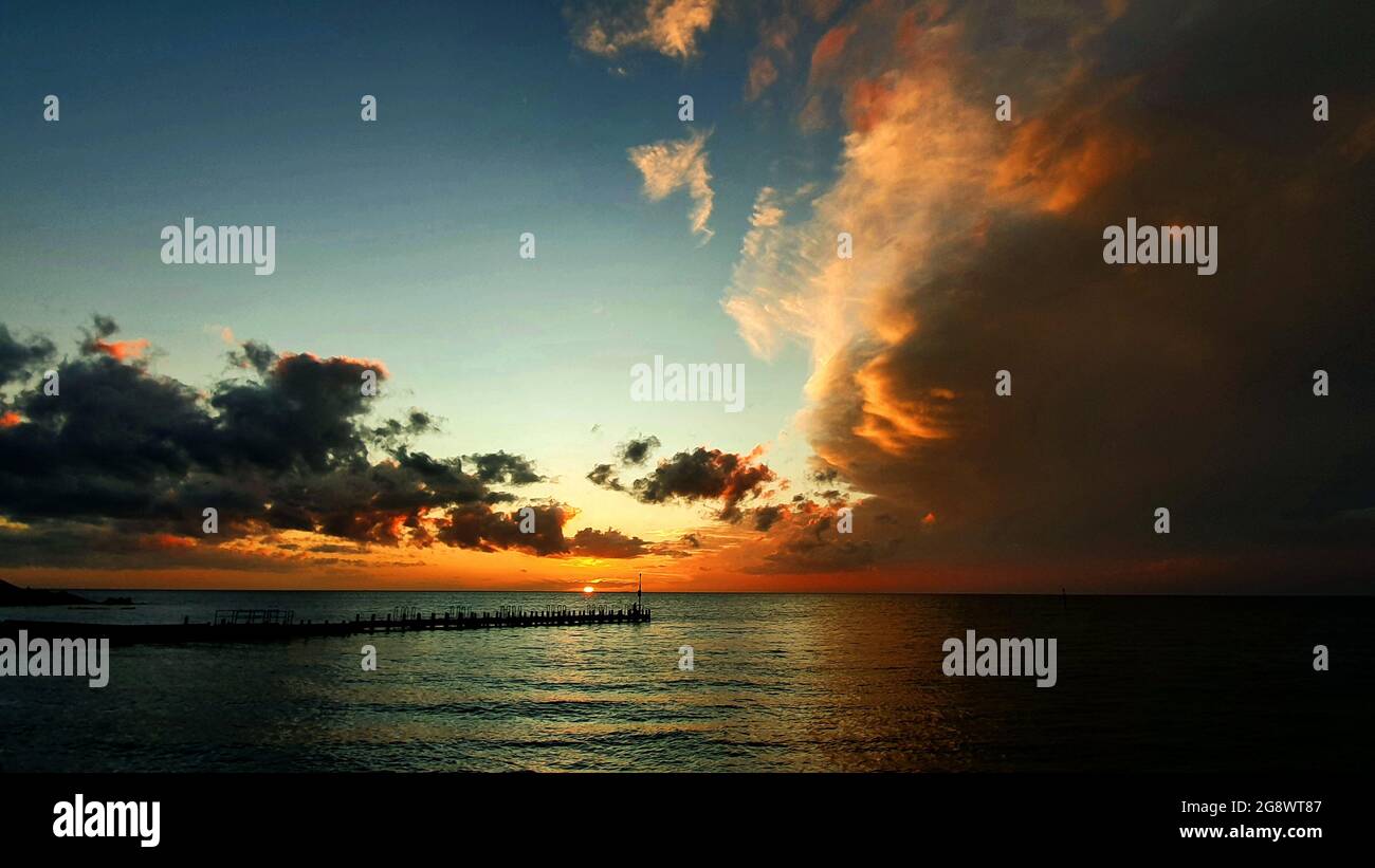 Sunset over port Phillip bay Stock Photo
