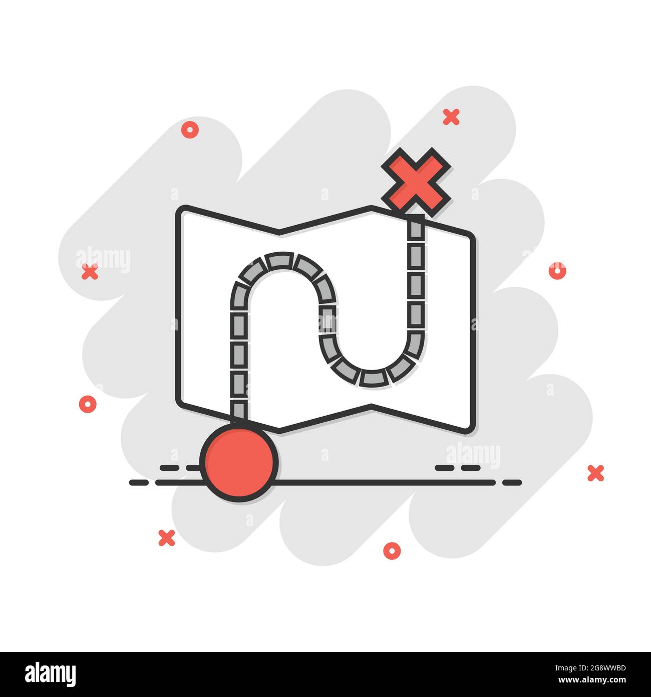 Map pin icon in comic style. GPS navigation cartoon vector illustration ...