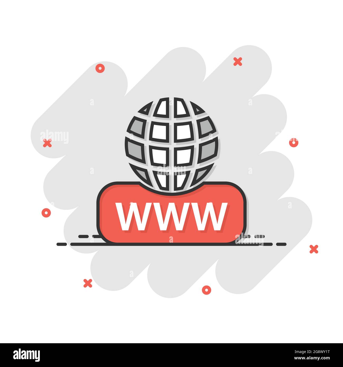 Global search icon in comic style. Website address cartoon vector ...