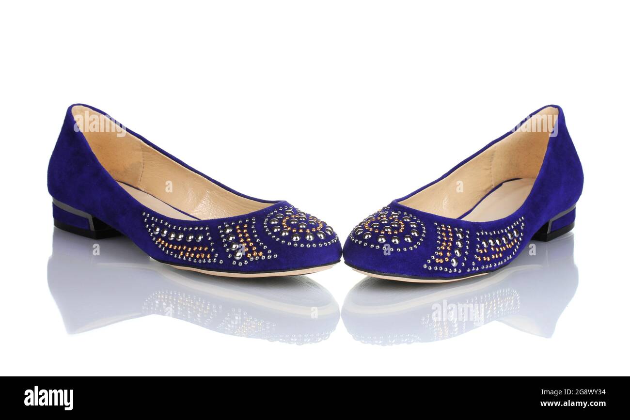 ladies blue flat shoes