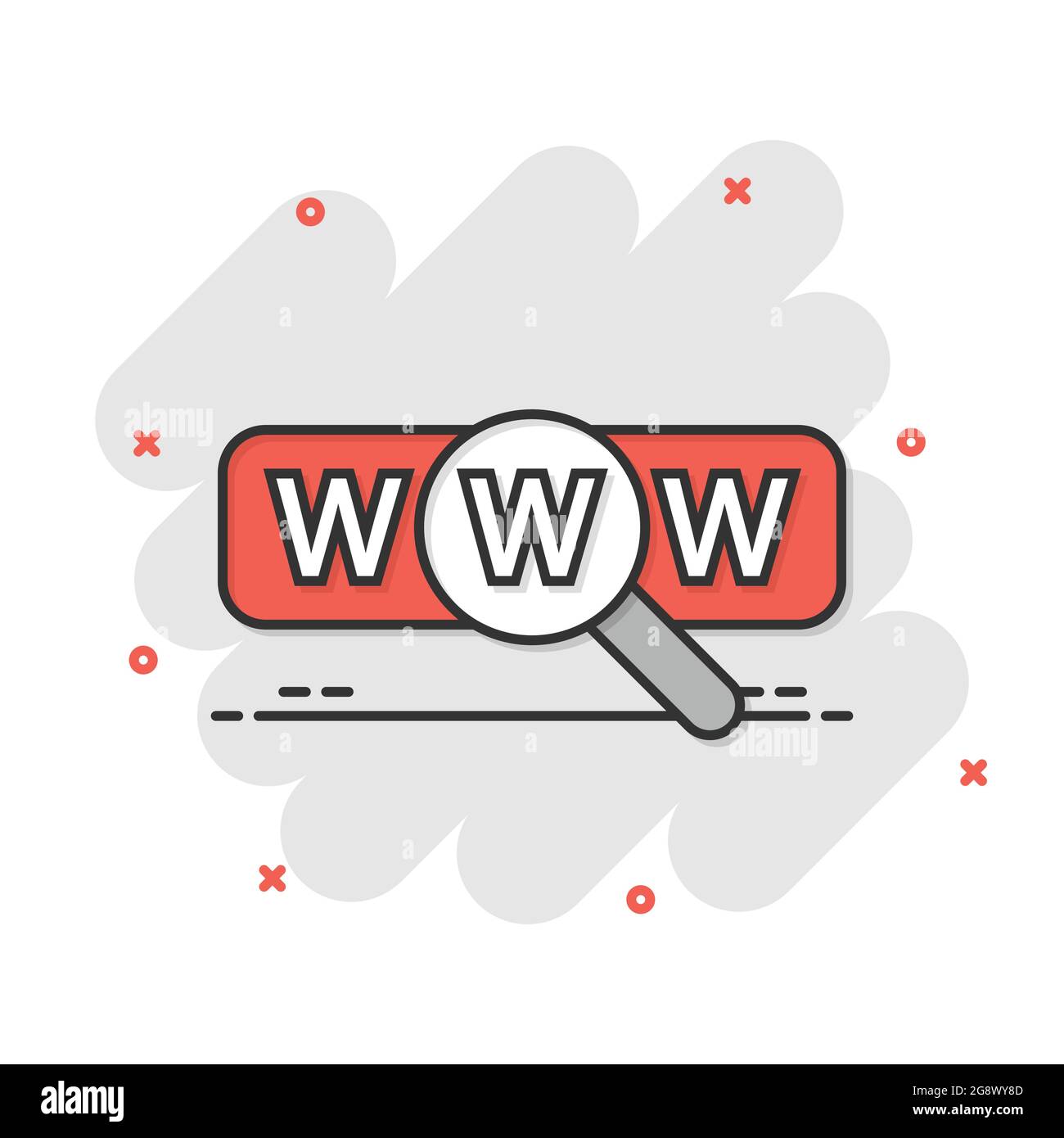 Global search icon in comic style. Website address cartoon vector ...