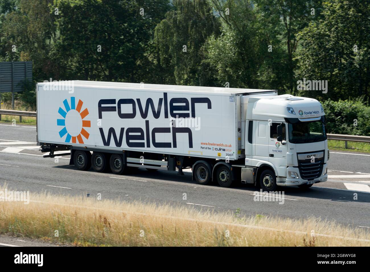 A Fowler Welch lorry on the M40 motorway, Warwickshire, UK Stock Photo