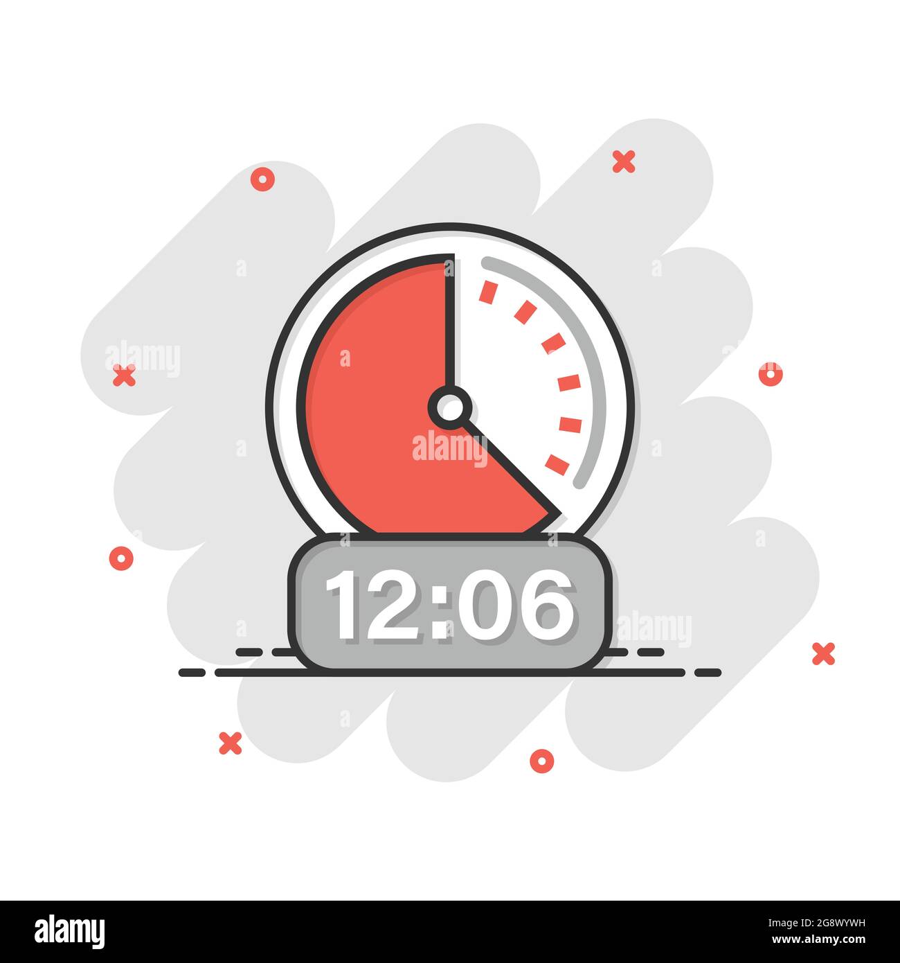 Clock icon in comic style. Watch cartoon vector illustration on white ...
