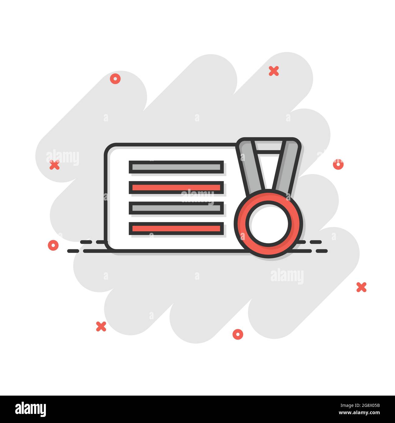 Vip card with medal icon in comic style. Document award trophy cartoon ...