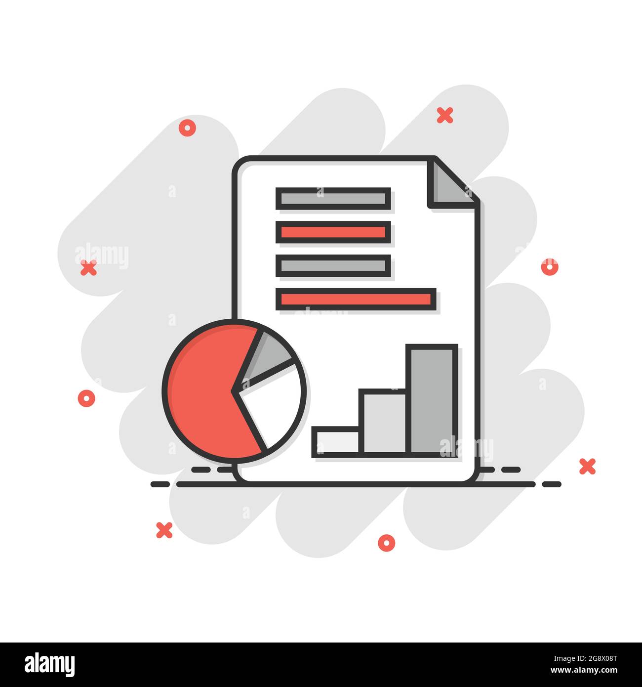 Financial statement icon in comic style. Document cartoon vector ...