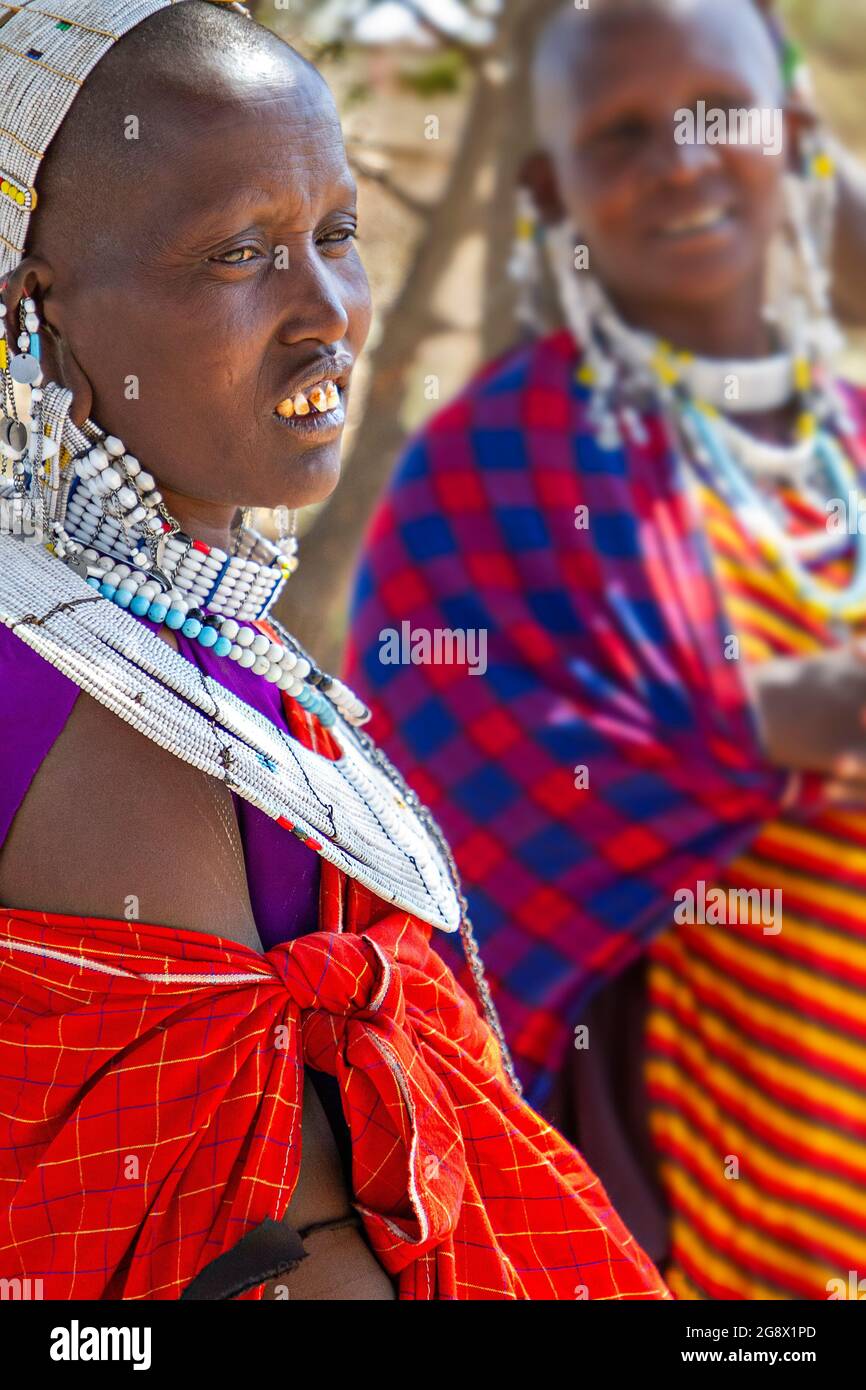 Maasai woman near Ngorongoro Crater, in Ngorongoro, Tanzania Stock Photo
