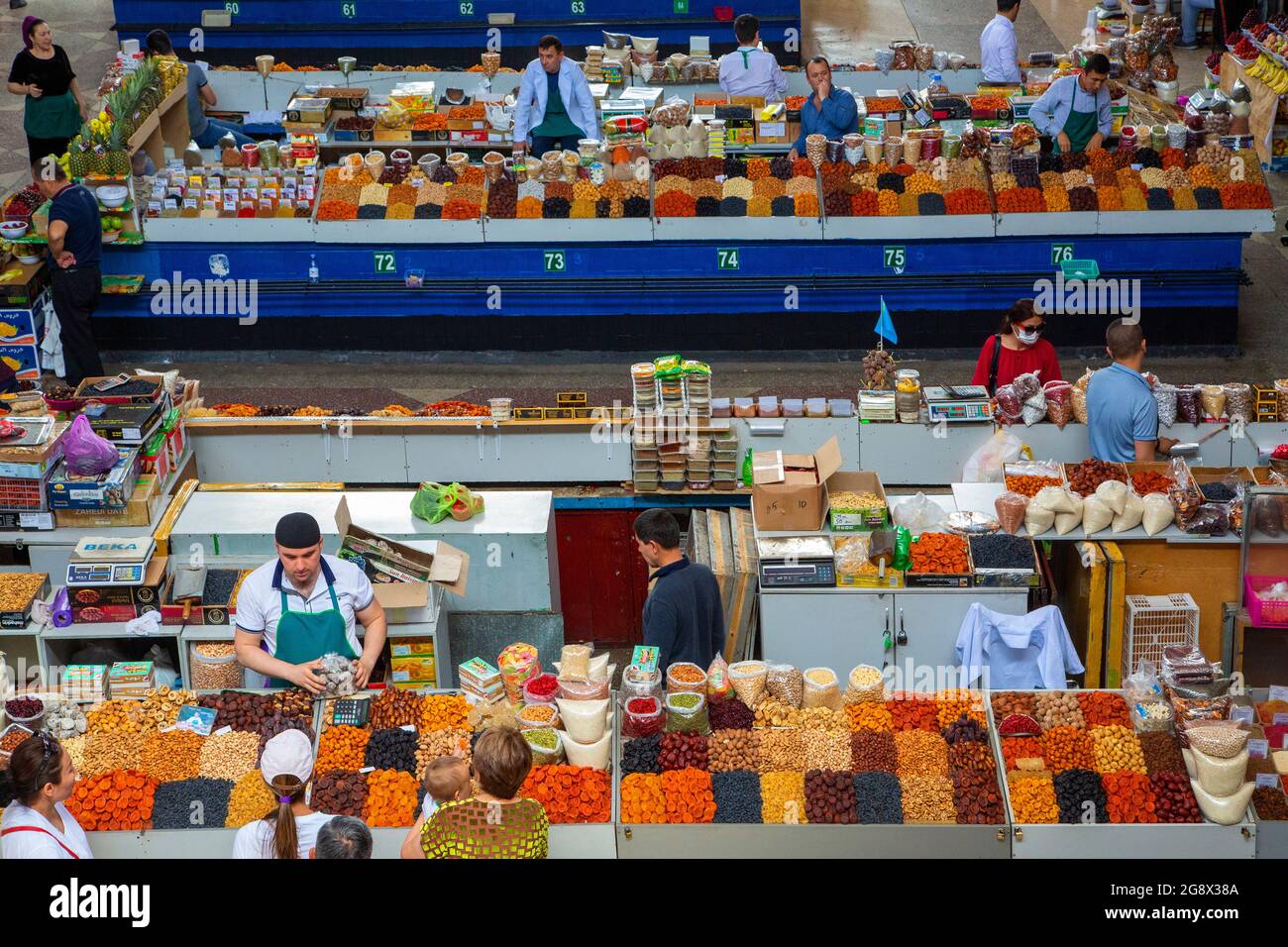 Dried fruit section in the Green Bazaar in Almaty, Kazakhstan Stock Photo