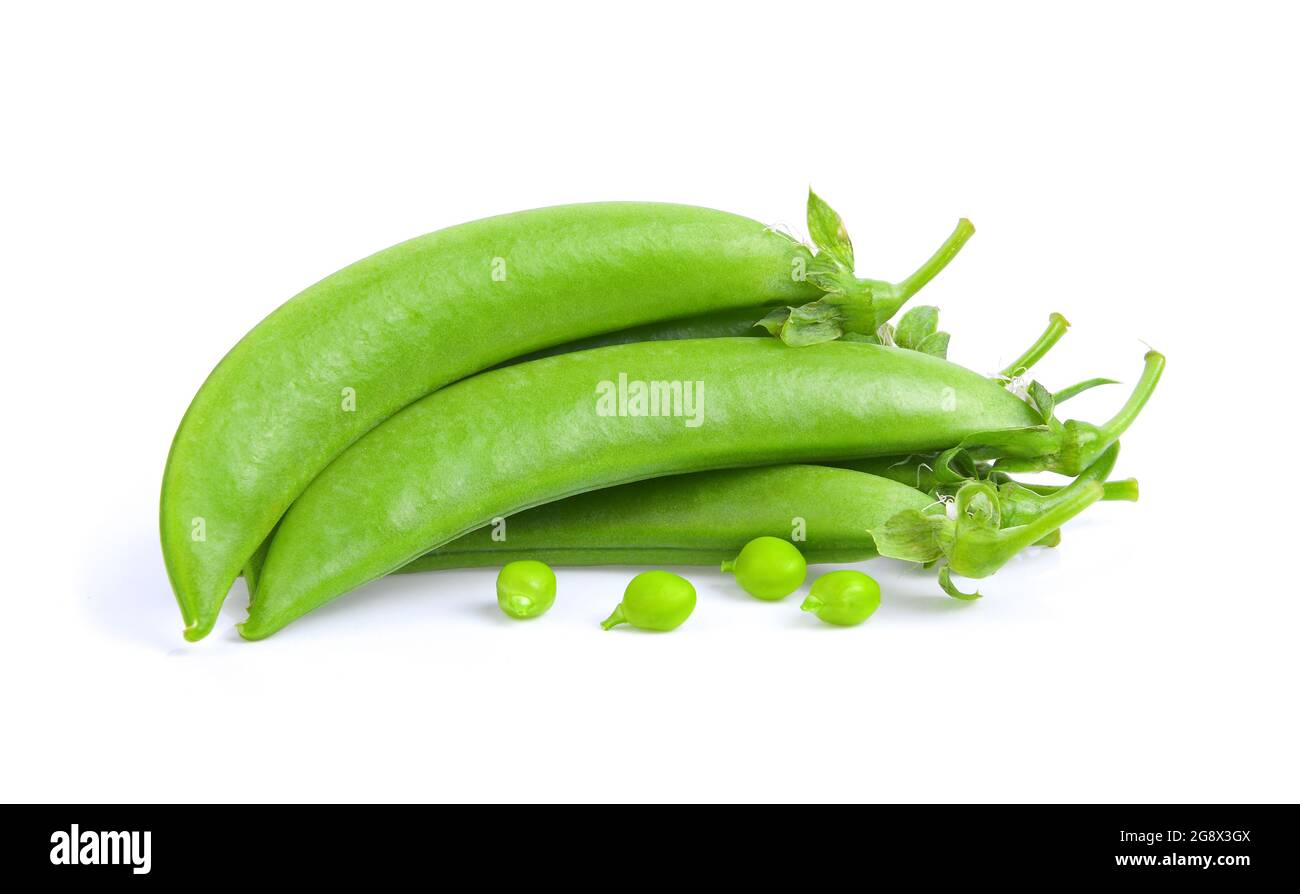 Green peas on white background Stock Photo - Alamy