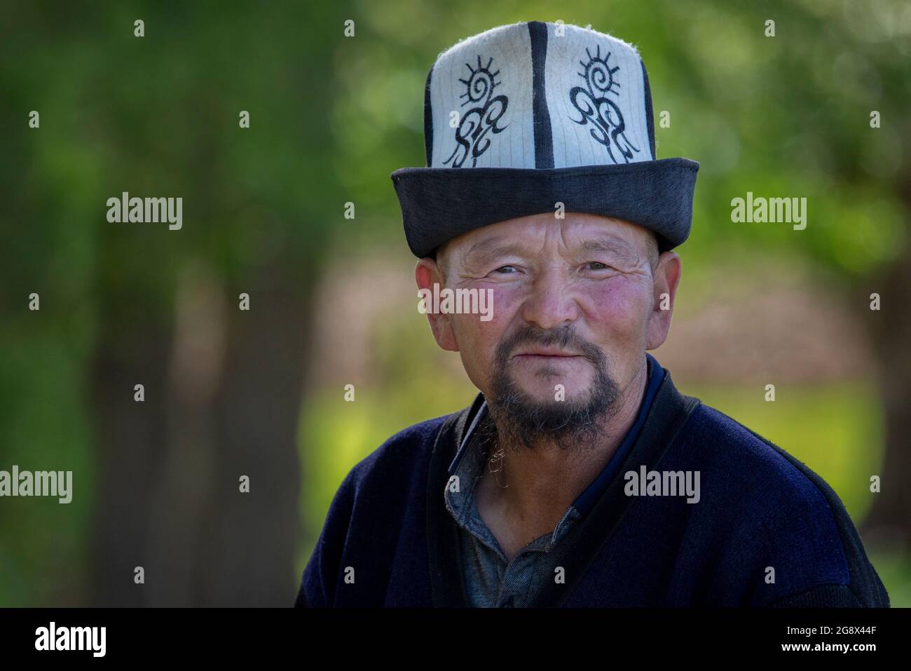 Portrait of Kyrgyz man in Issyk Kul, Kyrgyzstan Stock Photo