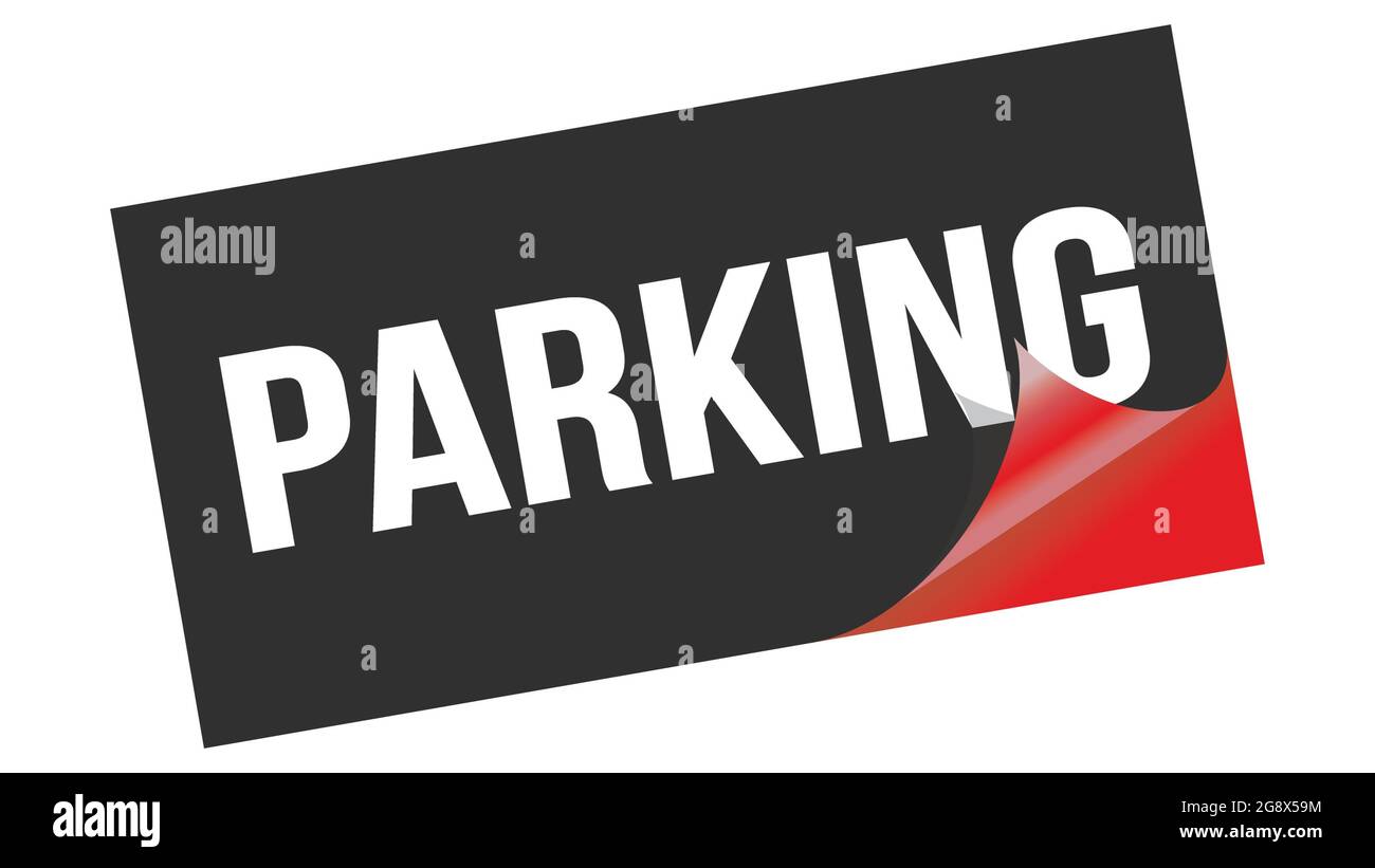PARKING text written on black red sticker stamp Stock Photo Alamy