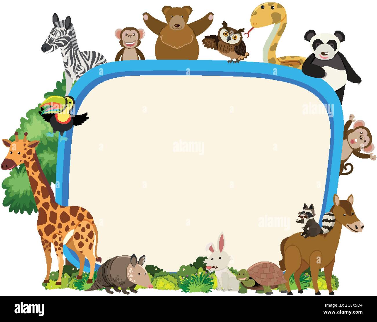 Empty banner with various wild animals illustration Stock Vector Image ...