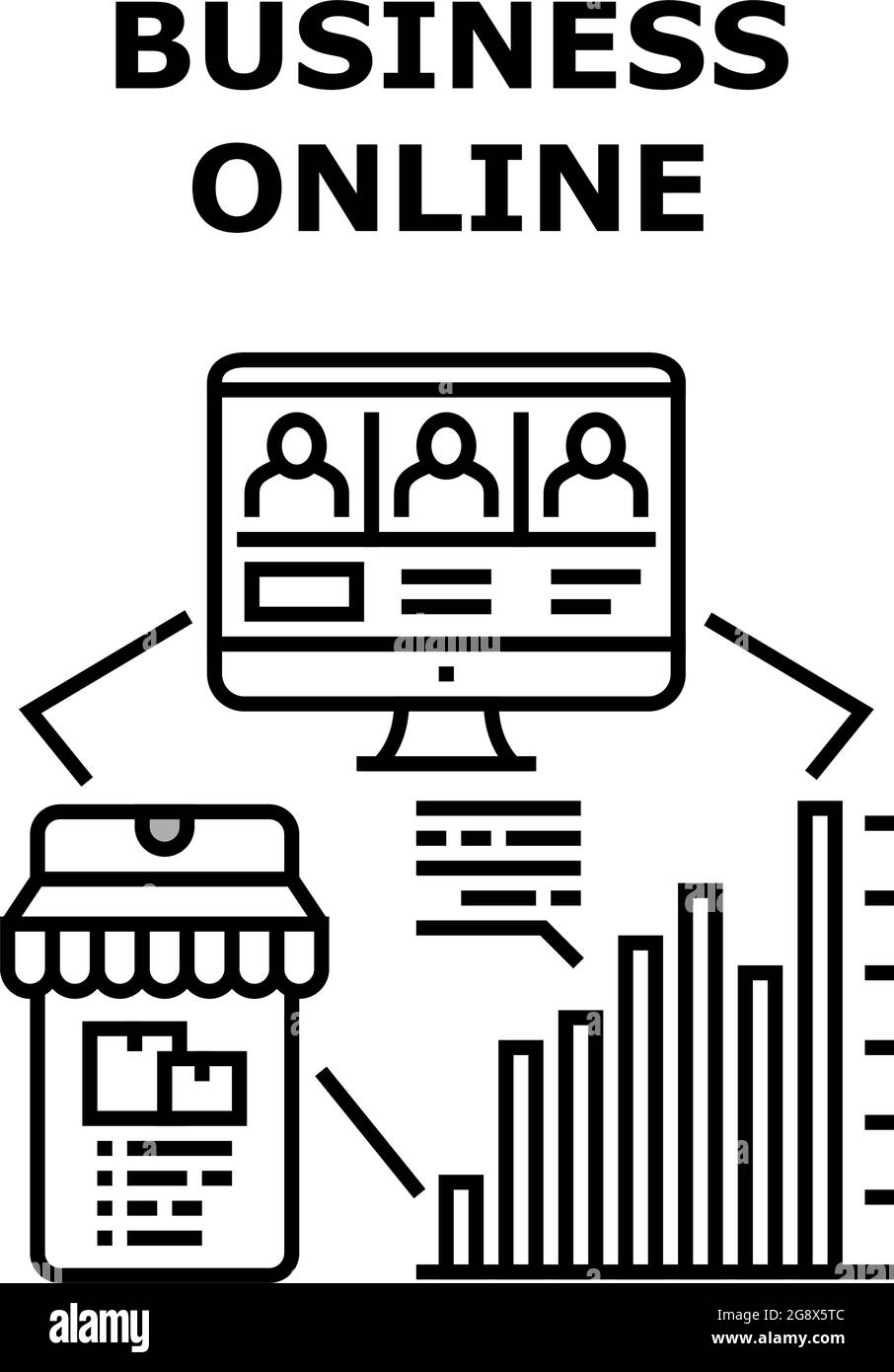 Business Online Vector Concept Black Illustration Stock Vector Image ...