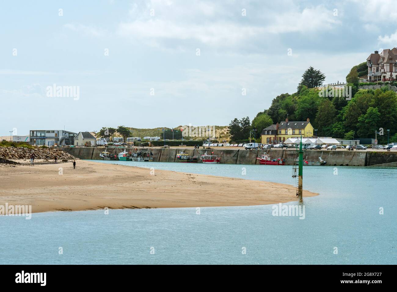 Carteret, France. Low tide in the fisher and commercial harbour. Stock Photo