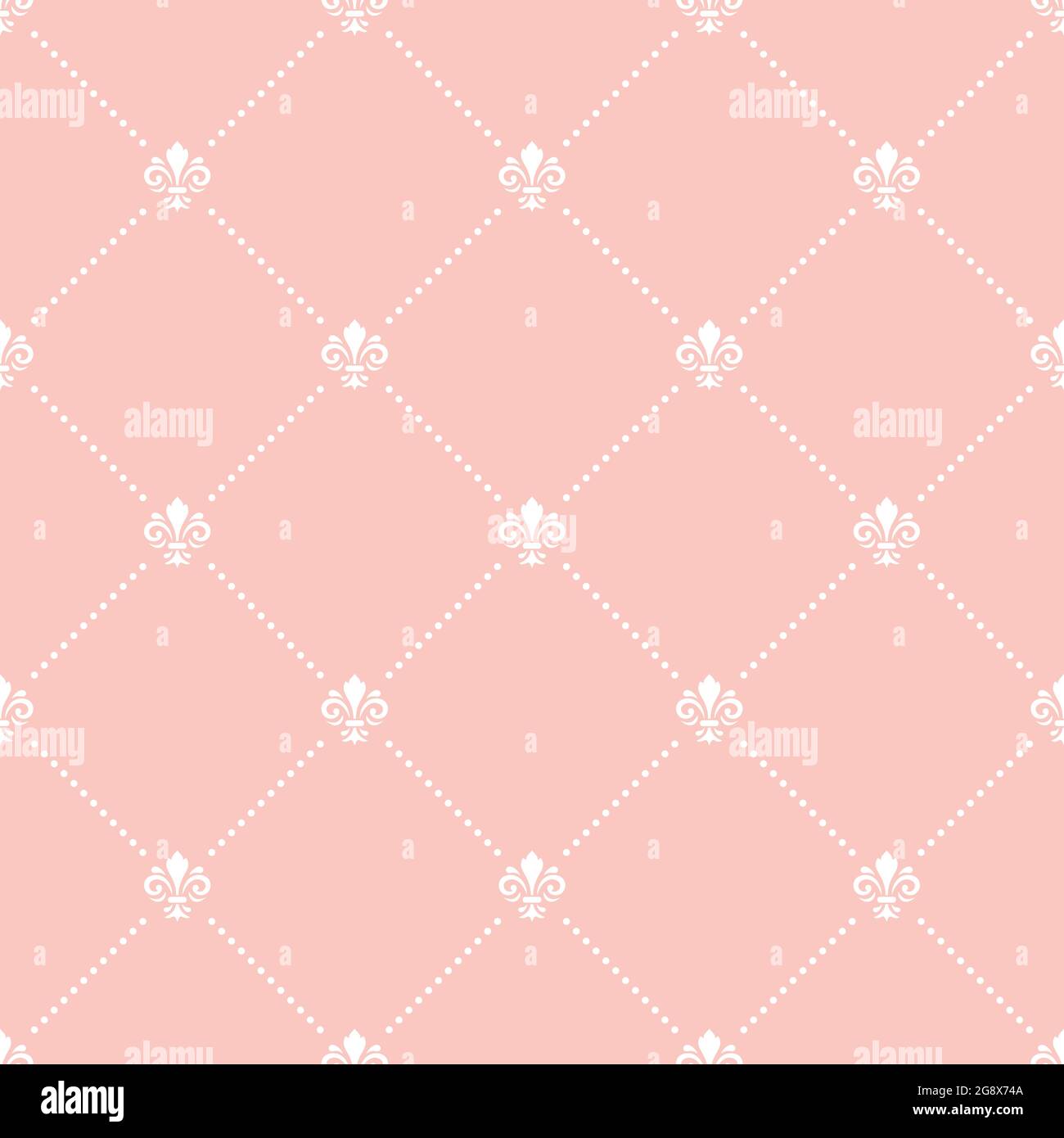 Geometric dotted vector pink and white pattern. Seamless abstract ...