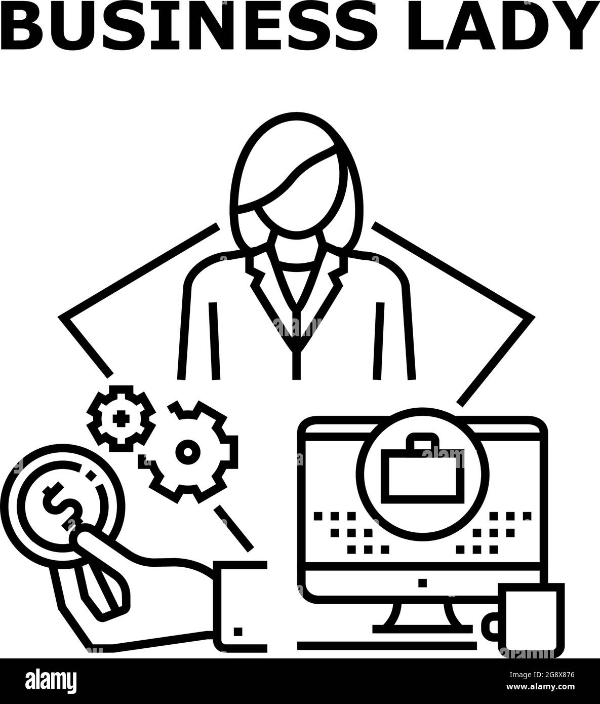 Business Lady Vector Concept Black Illustration Stock Vector Image ...