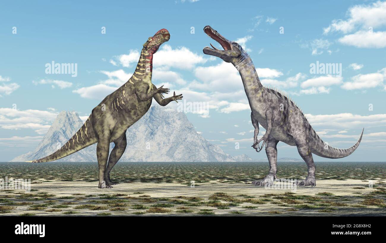 Altirhinus and Suchomimus Stock Photo - Alamy