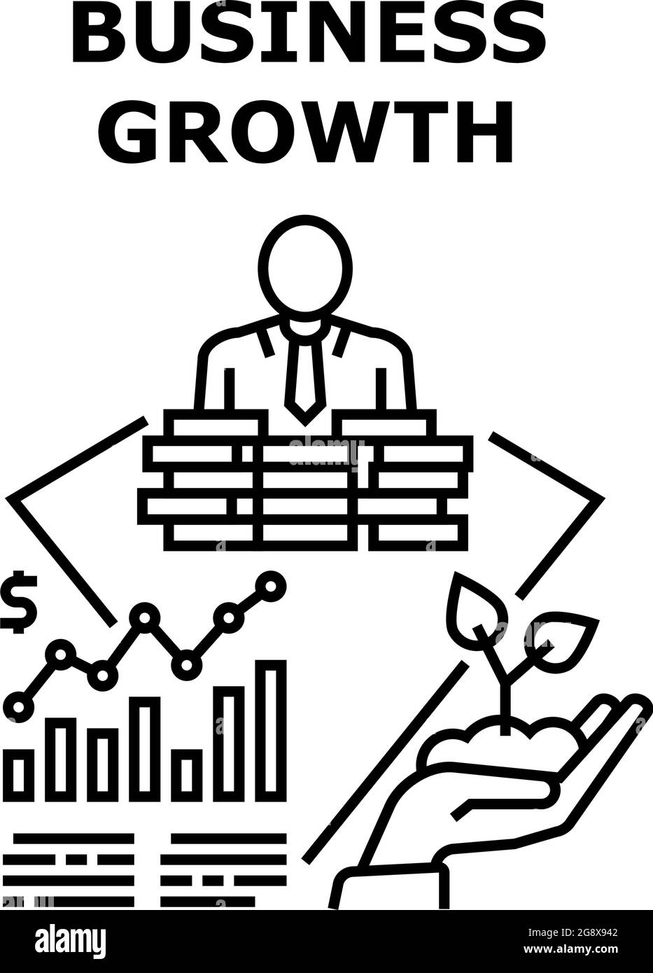 Business Growth Vector Concept Black Illustration Stock Vector Image ...