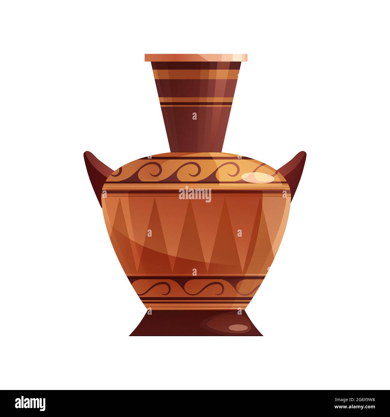 Antique Greek vase with decoration. Ancient traditional clay jar or pot