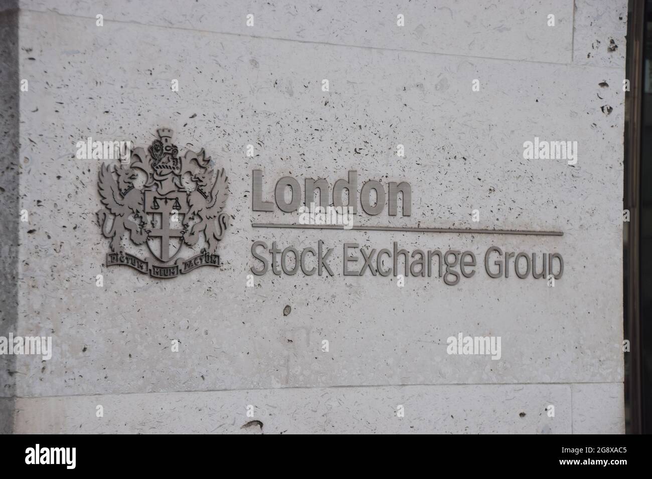 London Stock Exchange Group sign detail, City of London, United Kingdom. Stock Photo