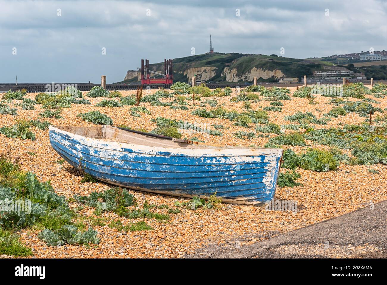 Boat on the Beach near Newhaven Stock Photo