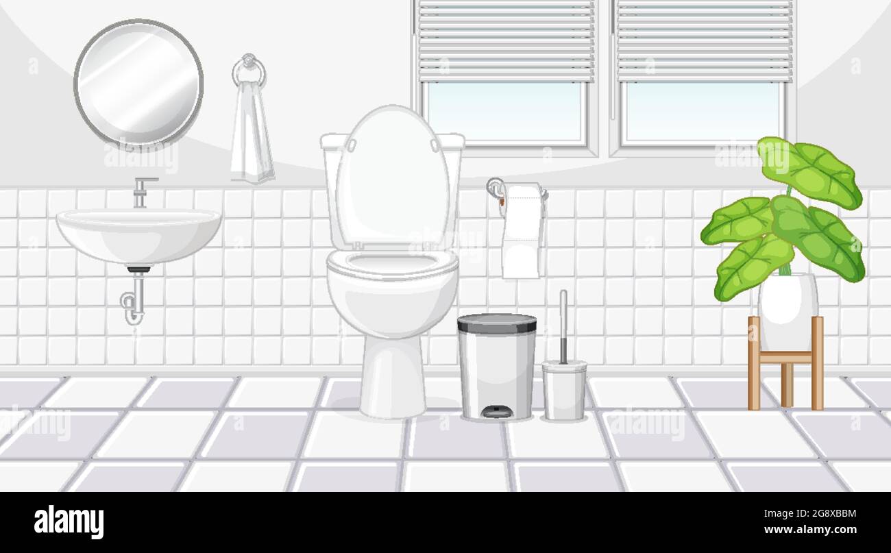 Bathroom interior design with furniture illustration Stock Vector Image ...
