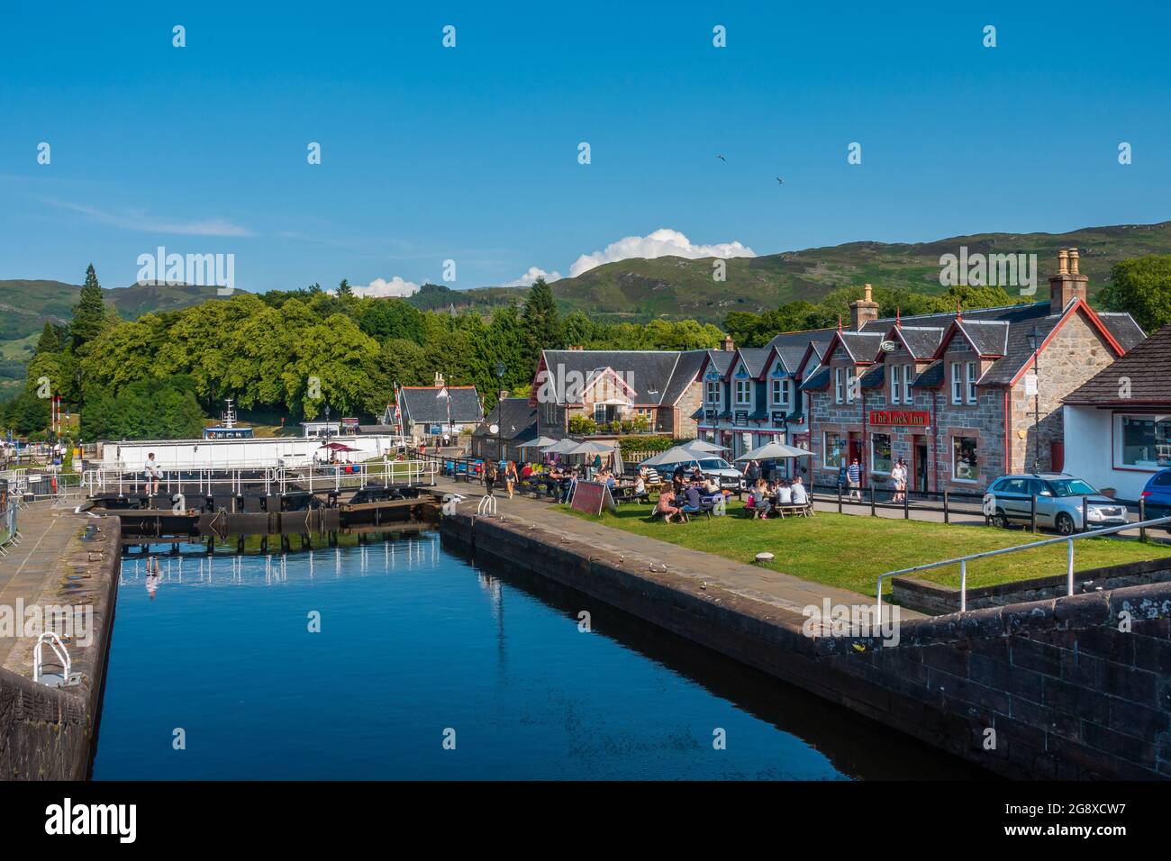 The village of Fort Augustus, on the Caledonian Canal between Inverness and Fort William, Scotland Stock Photo