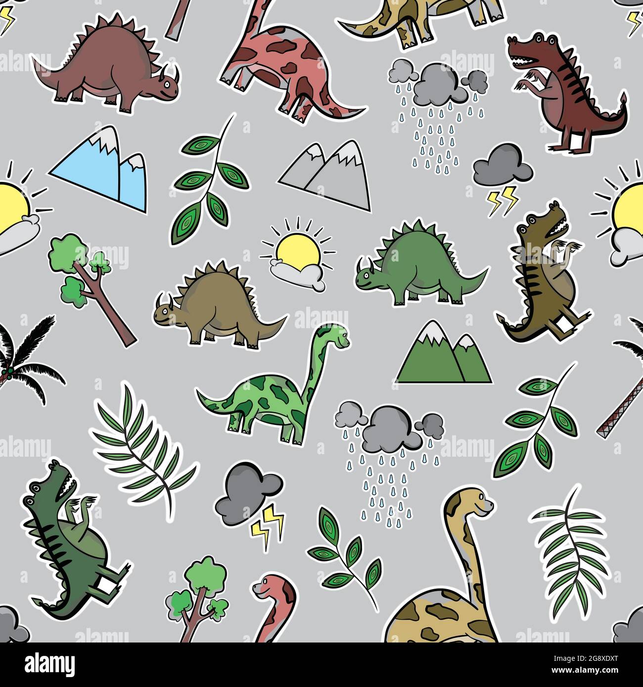 New model of classification  Dinosaurs Seamless Pattern Stock Vector