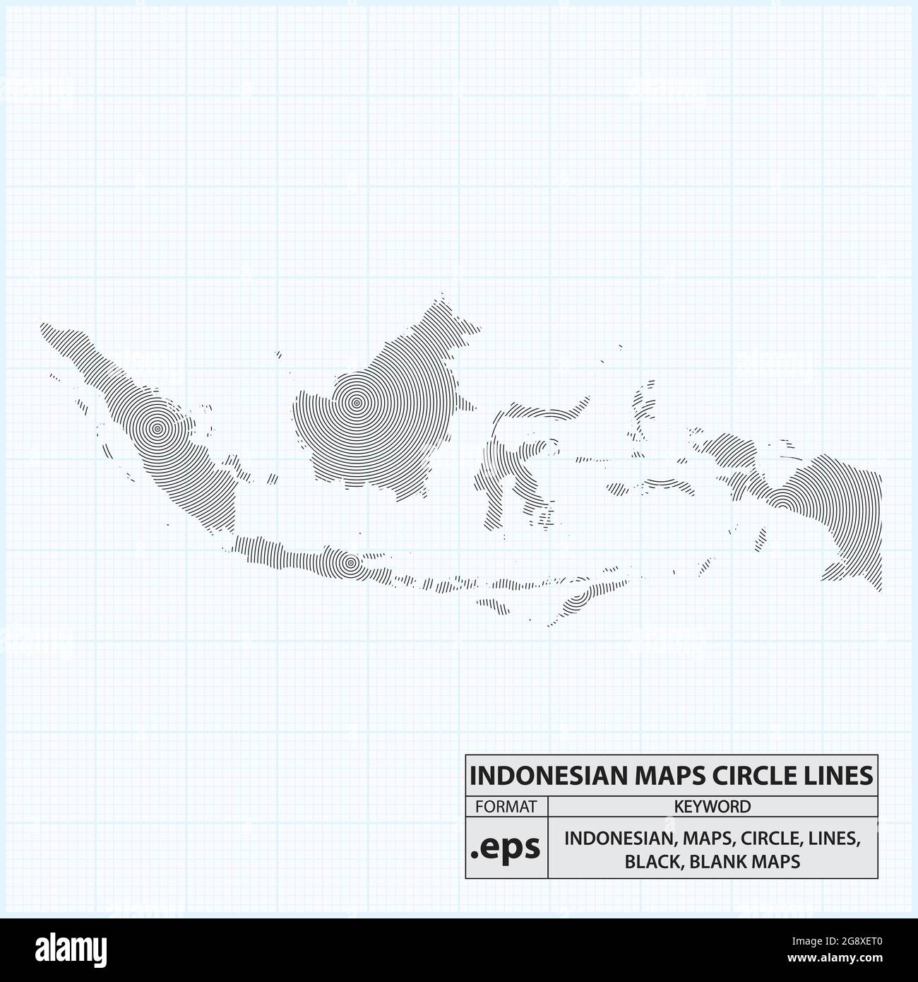 INDONESIAN blank MAPS CIRCLE LINES Stock Vector