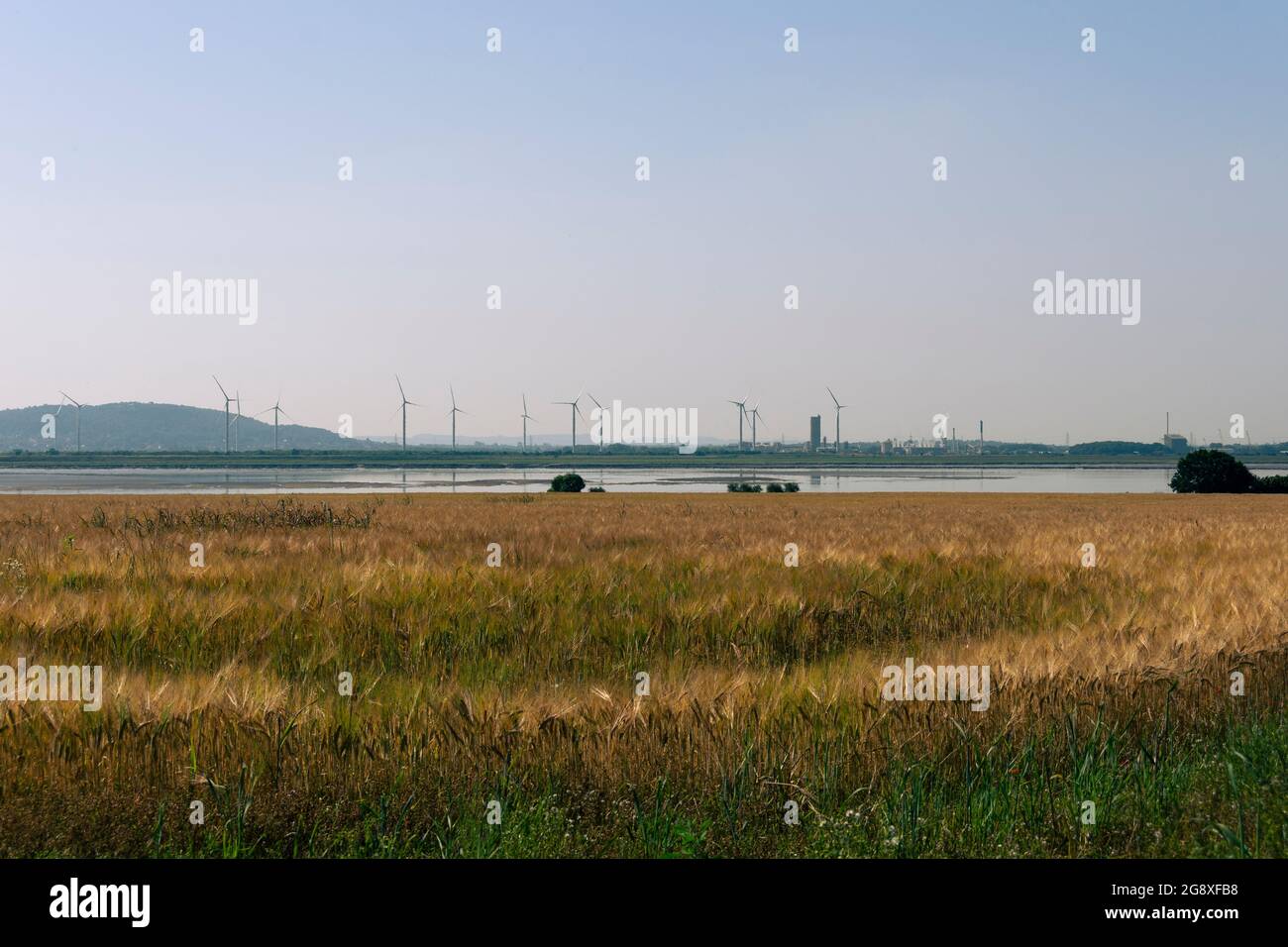 Looking across the river Mersey from Hale Lighthouse Stock Photo
