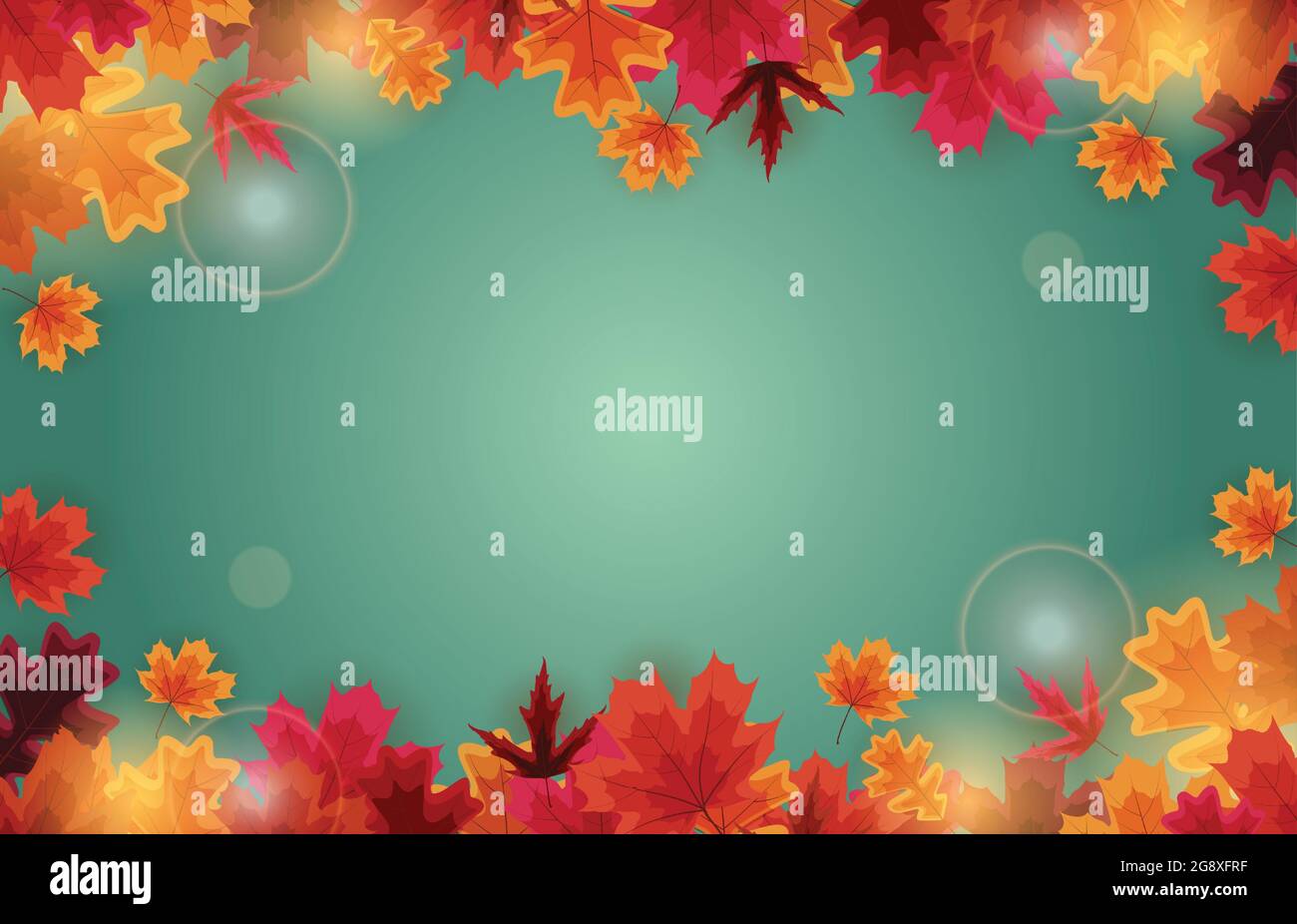 Autumn natural background template with falling leaves Stock Vector ...