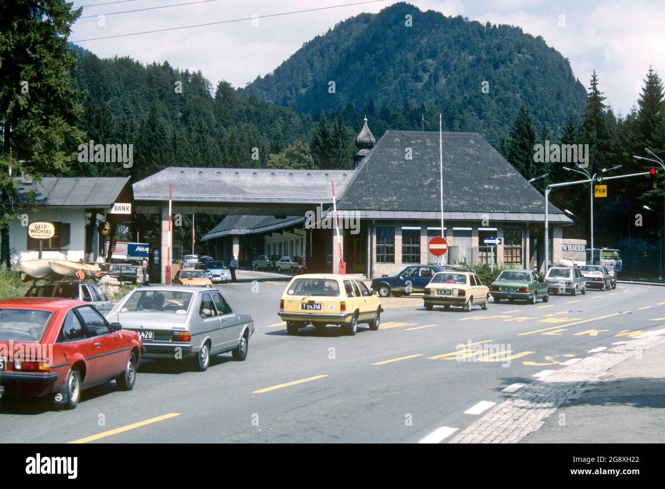 PreSchengen border crossing between Germany and Austria in 1981 at
