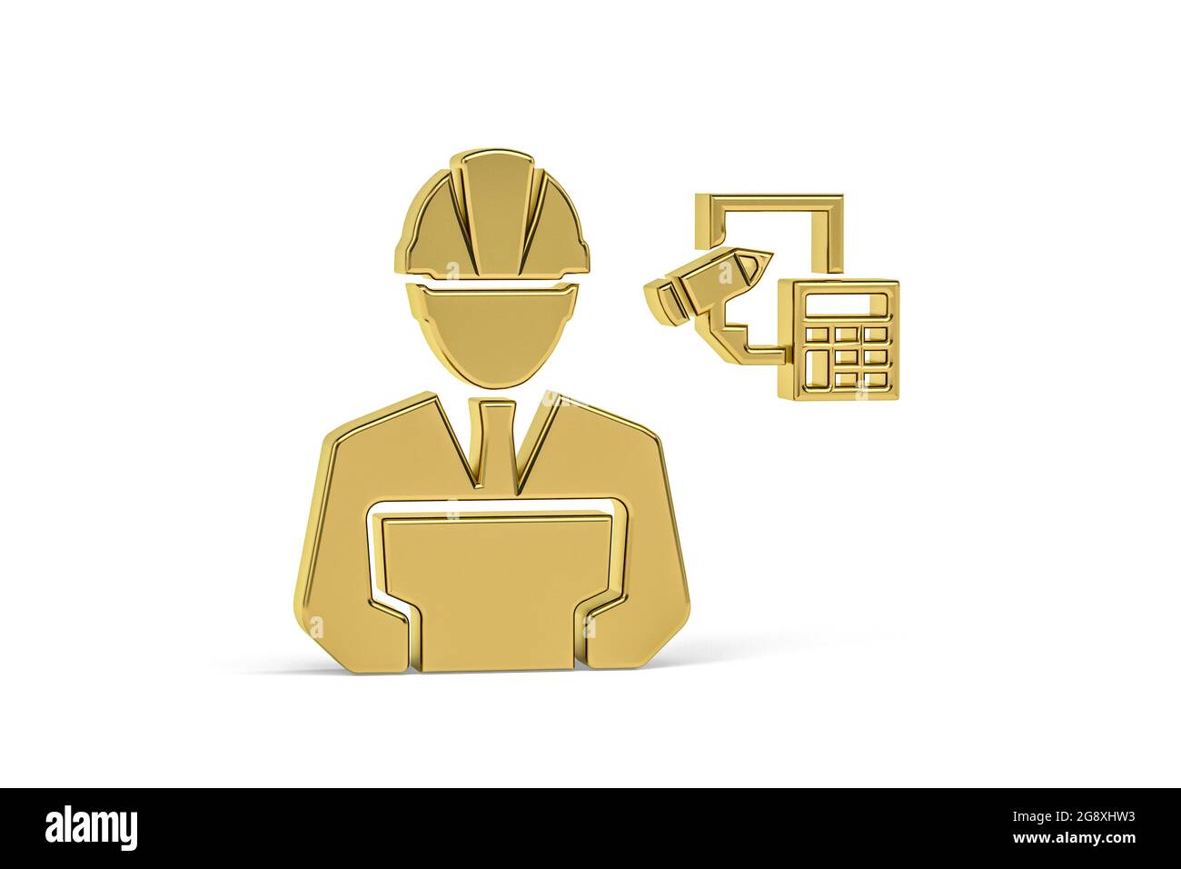 Golden 3d manager icon isolated on white background - 3d render Stock Photo