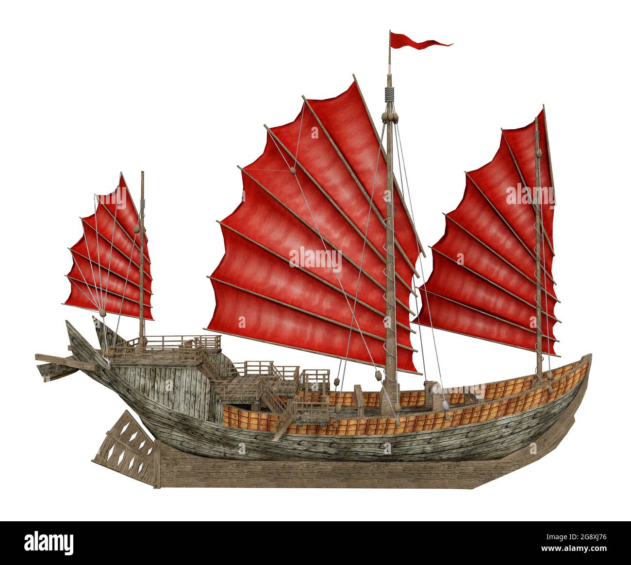 Chinese junk ship isolated on white background Stock Photo Alamy