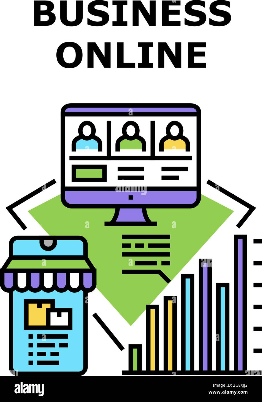 Business Online Vector Concept Color Illustration Stock Vector Image ...
