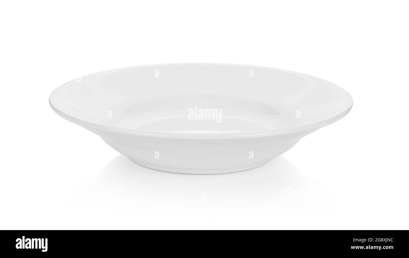 Empty plate on white background Stock Photo - Alamy