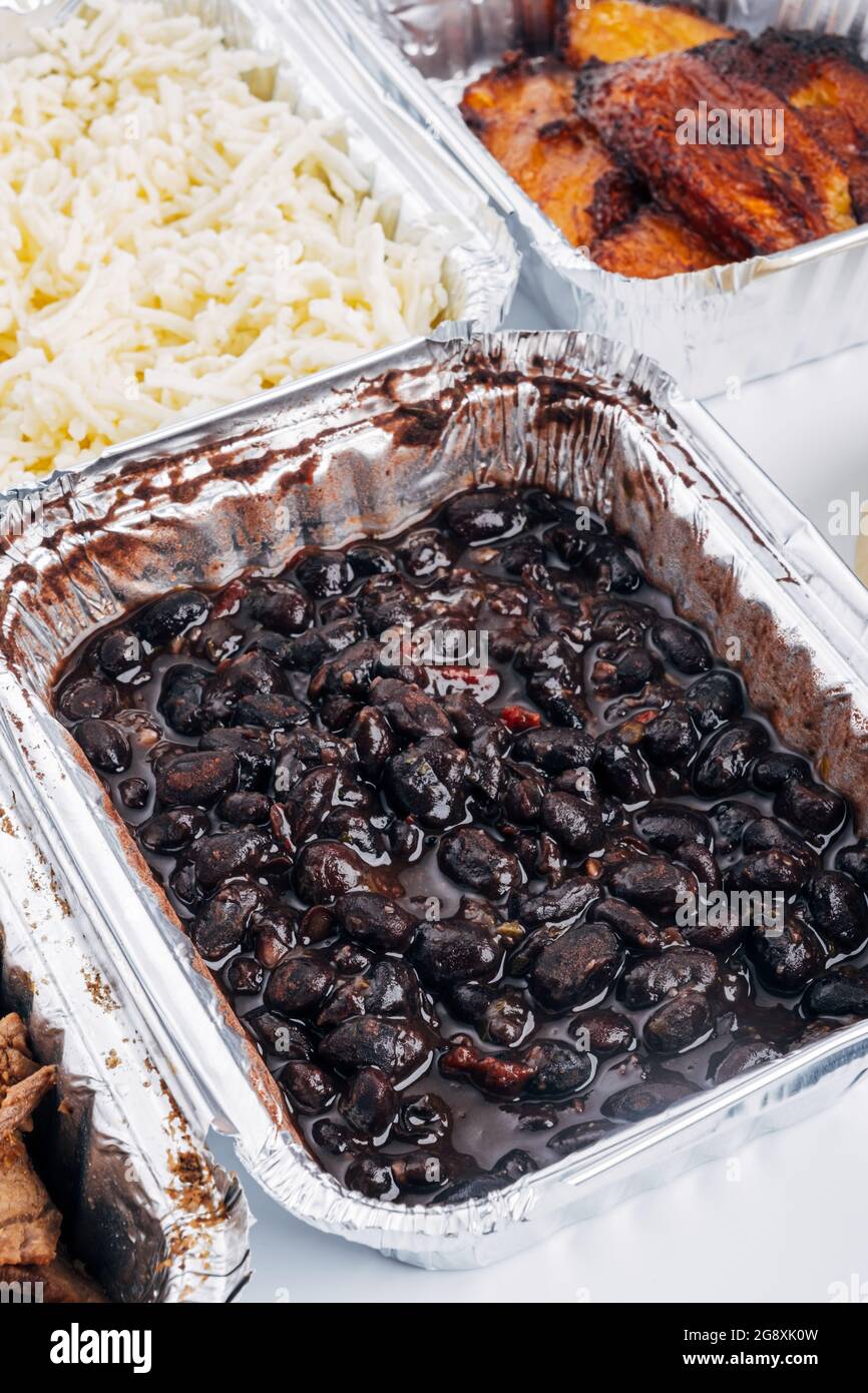 Caraotas negras, is the name given in Venezuela to black beans, used to fill arepas and for typical dishes such as pabellon Stock Photo