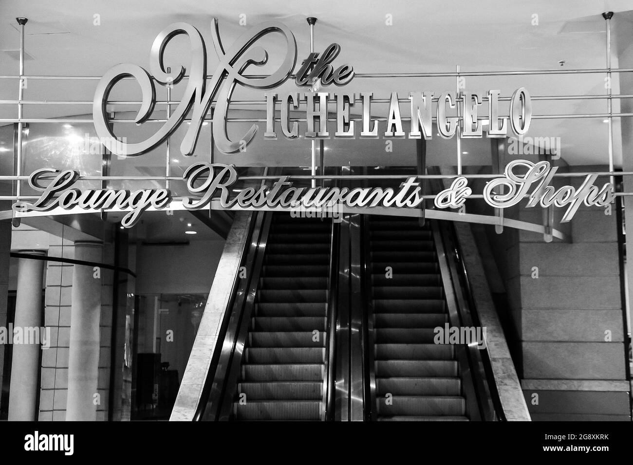JOHANNESBURG, SOUTH AFRICA - Jan 05, 2021: The front entrance sign of a 5 star hotel, called Michelangelo Stock Photo