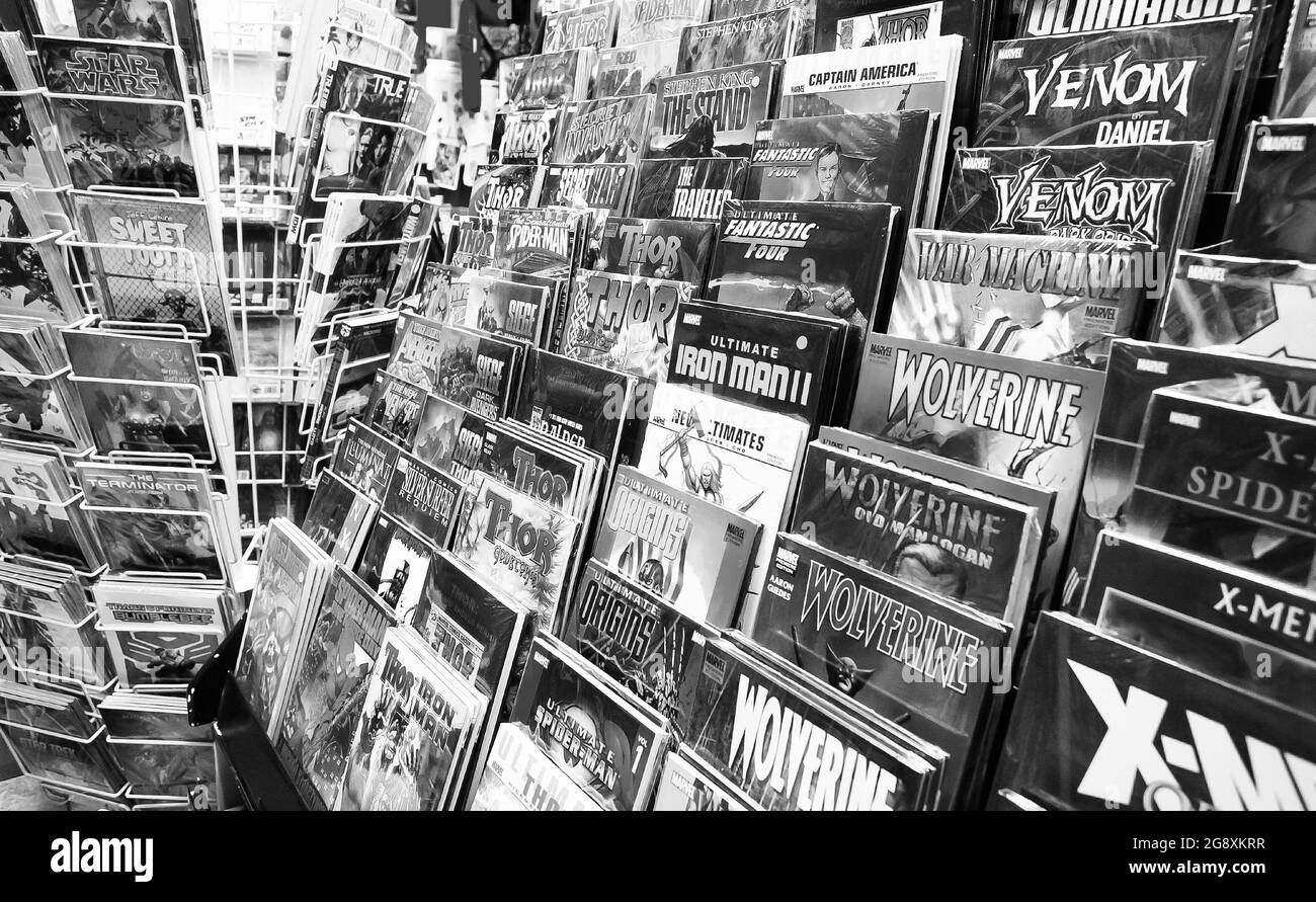 JOHANNESBURG, SOUTH AFRICA - Jan 06, 2021: The inside interior of a comic book store Stock Photo