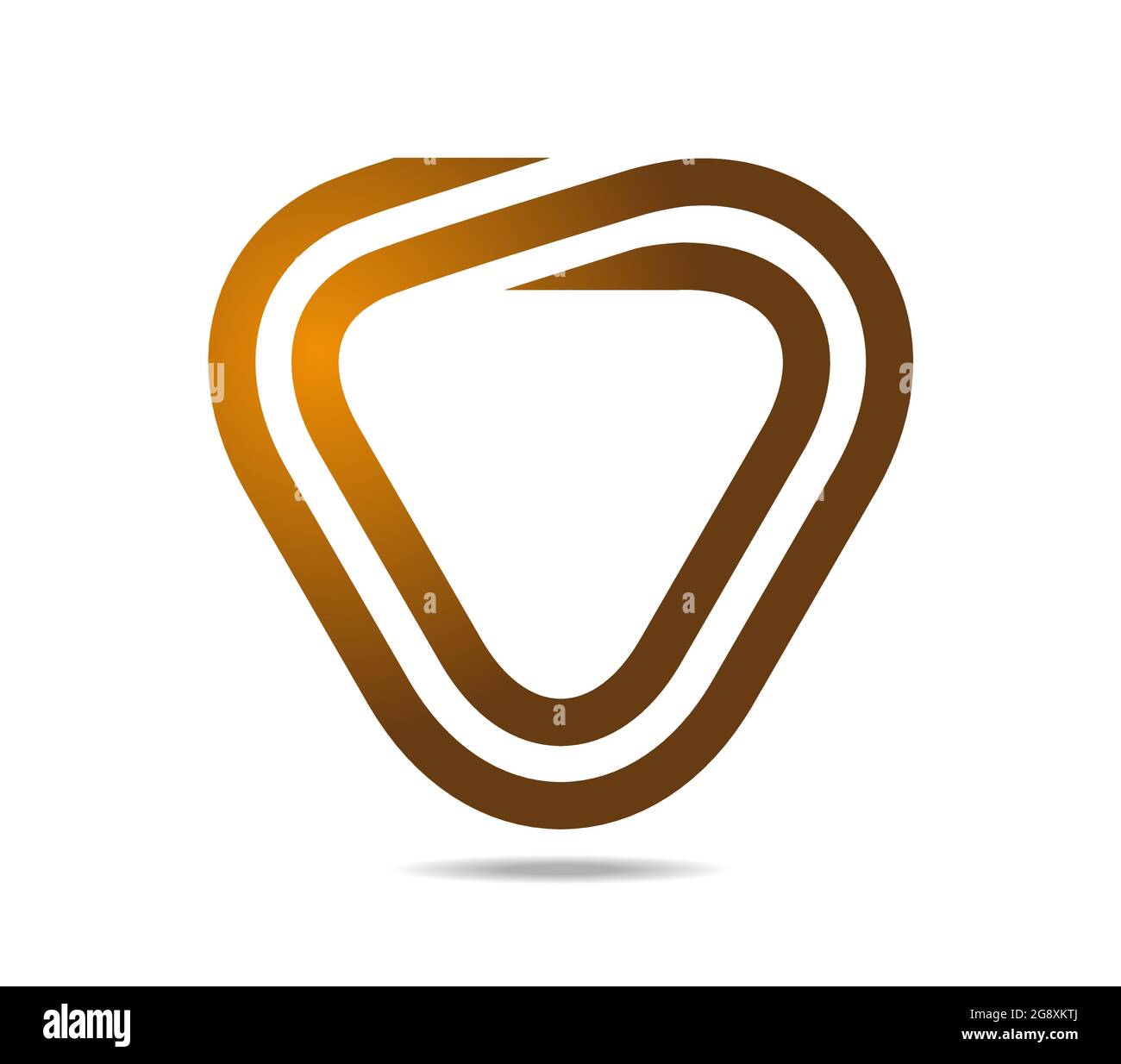 Rounded golden triangle made of two lines Stock Vector
