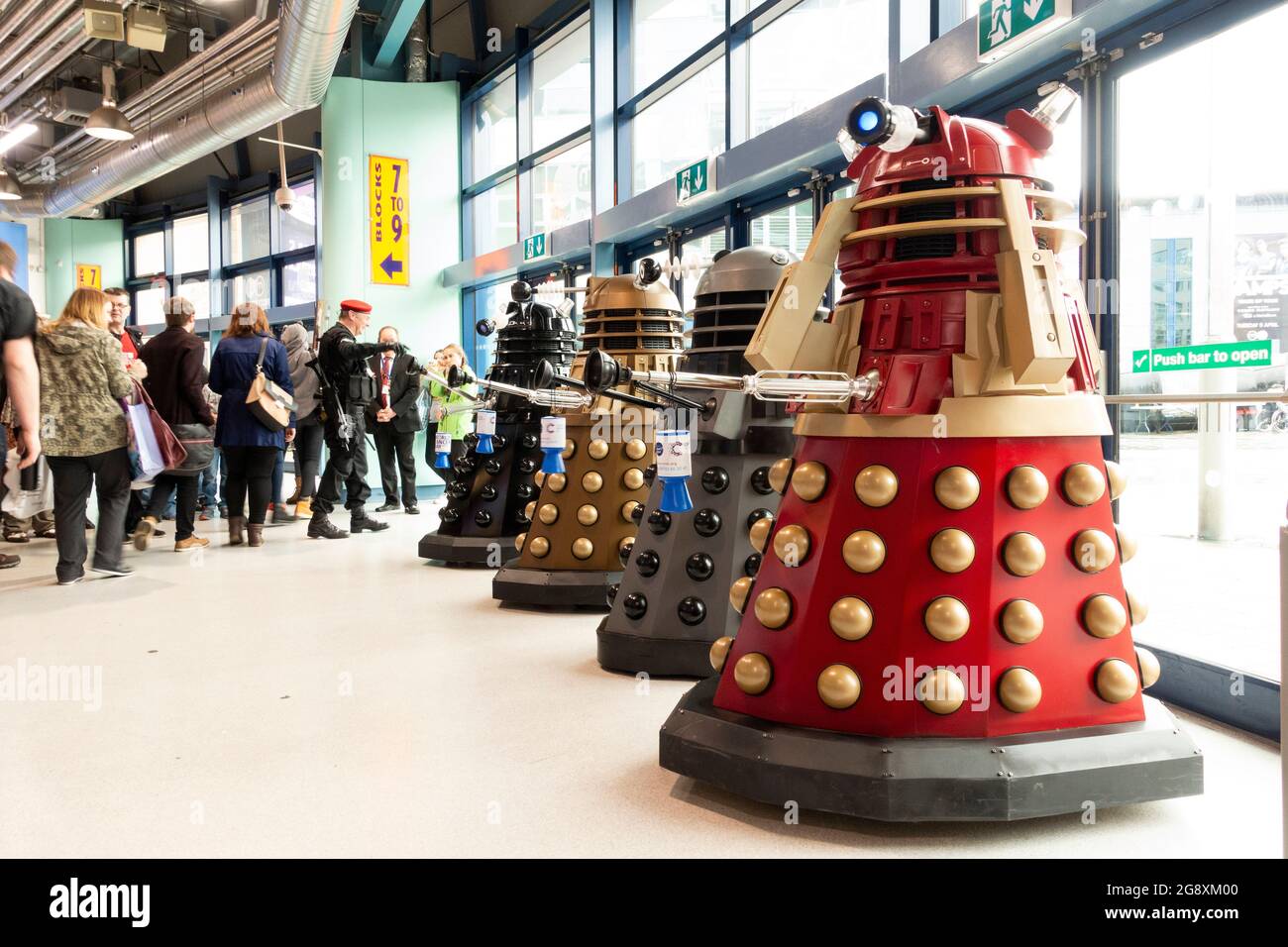 Daleks from Dr Who on display at a Sci Fi convention Stock Photo Alamy