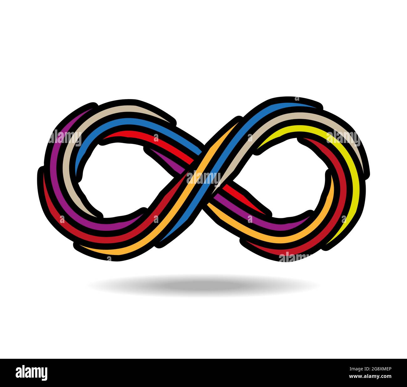 Mobius loop made of colored rope piece. infinity symbol Stock Vector