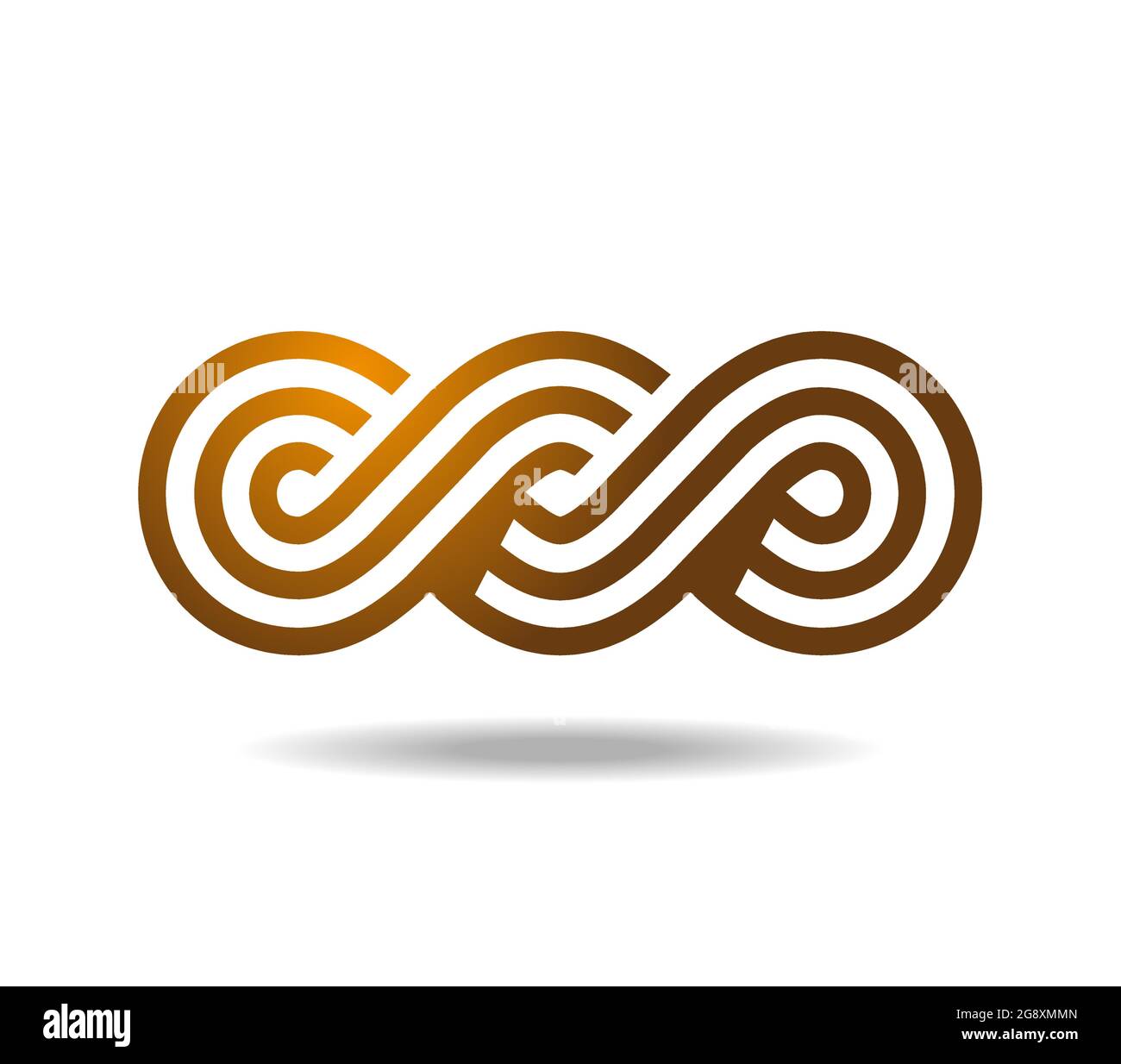 Celtic or Greek linear pattern woven from three golden lines. Infinity ...