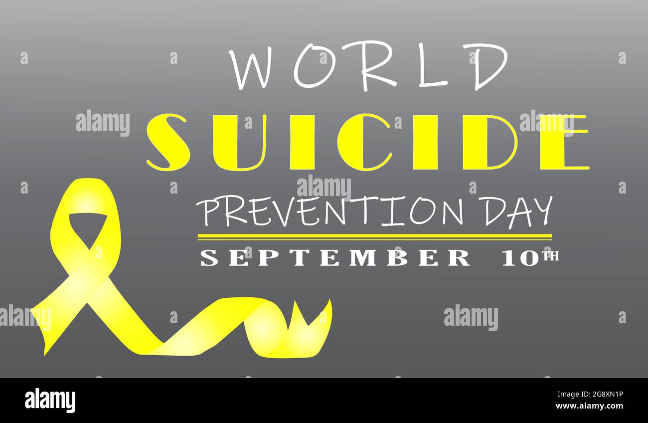 Banner For World Suicide Prevention Day, September 10th With Yellow Ribbon Stock Photo