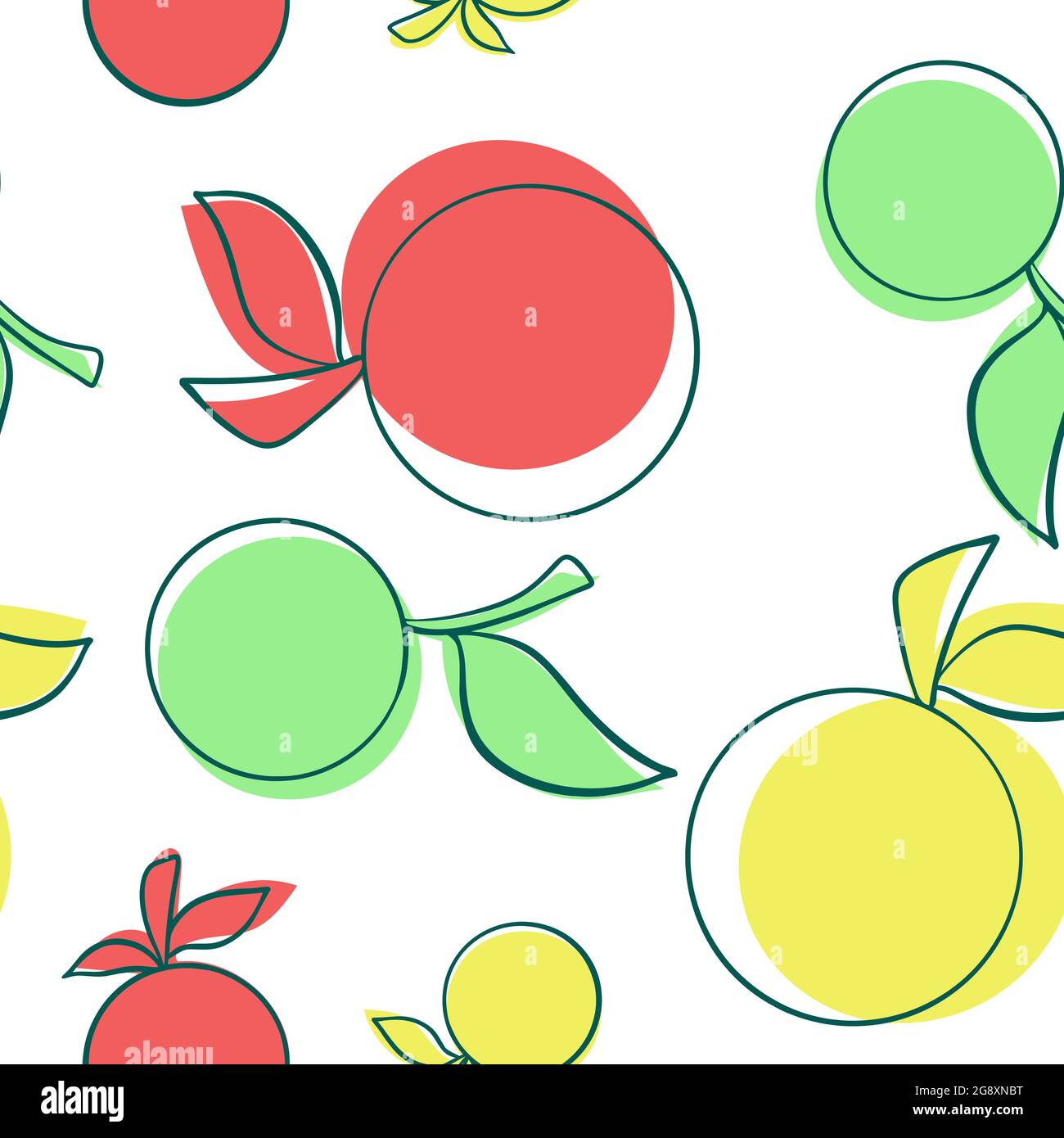 Stylized Apple Vector Stylized apples pattern, vector illustration. Fruits are red, green and ...