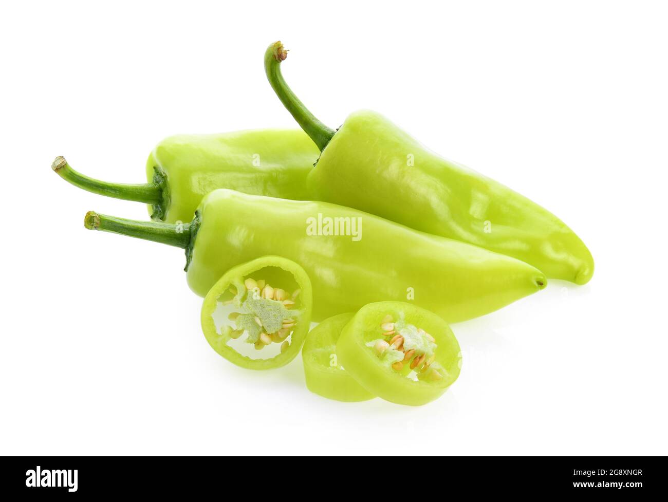 Green hot chili pepper isolated on the white background Stock Photo - Alamy