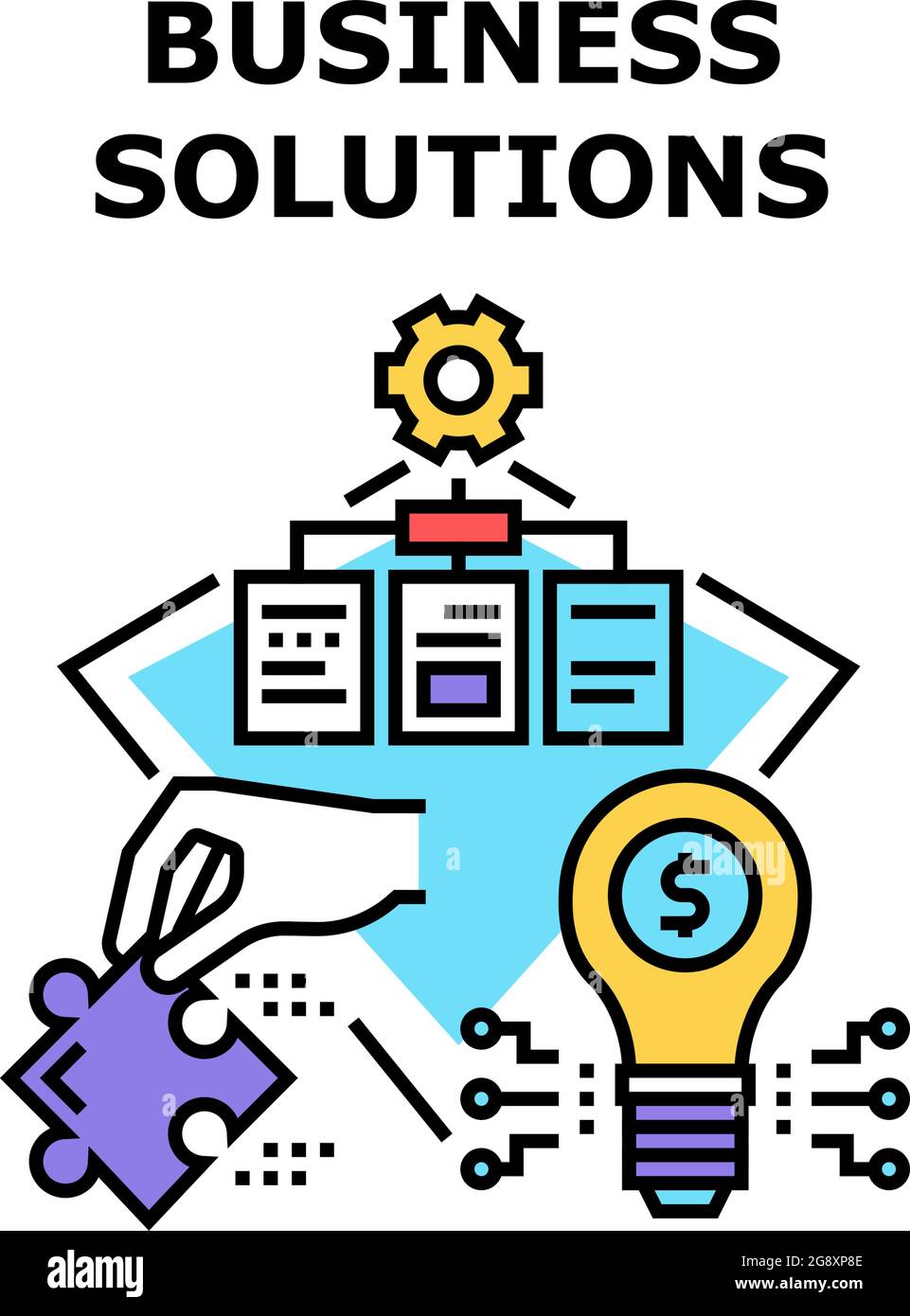 Business Solutions And Idea Vector Concept Color Stock Vector Image ...