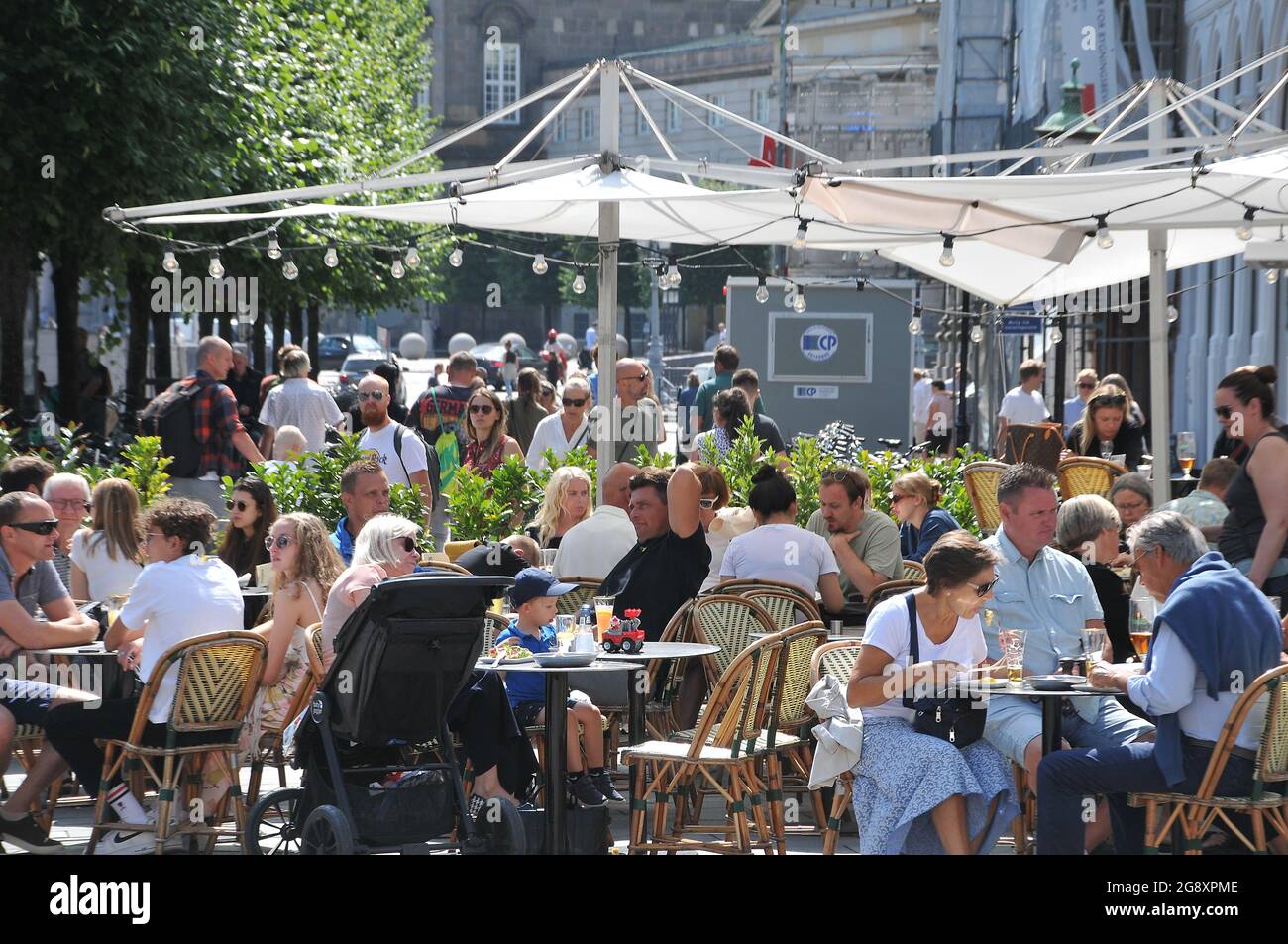 Copenhagen, Denmark.22 July 2021, In Denamrk out door cafe and
